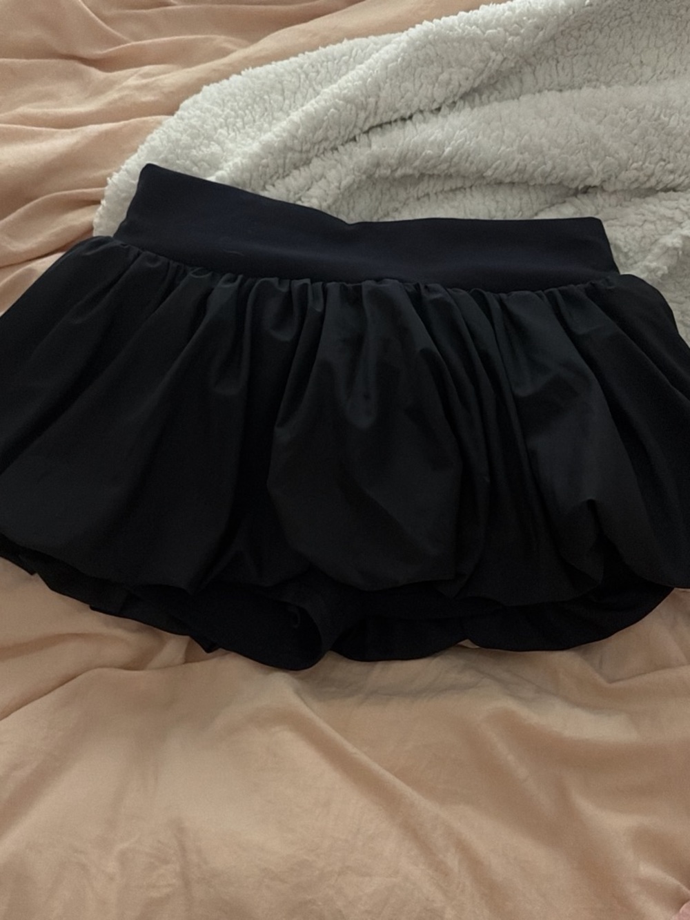 free people black bubble mini skirt built in shorts